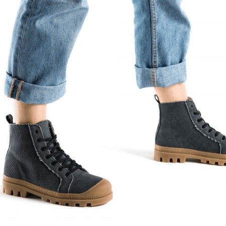 Noah Black Organic Cotton vegan sneaker boots